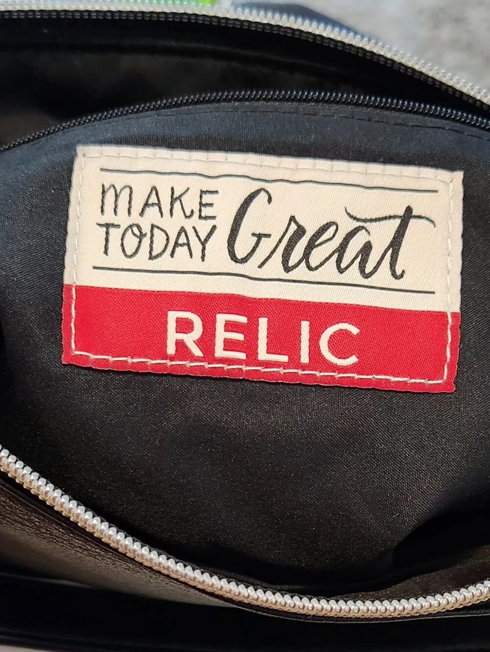 Relic by Fossil Black Sophie Chevron Versatile Crossbody Faux Leather Bag Purse